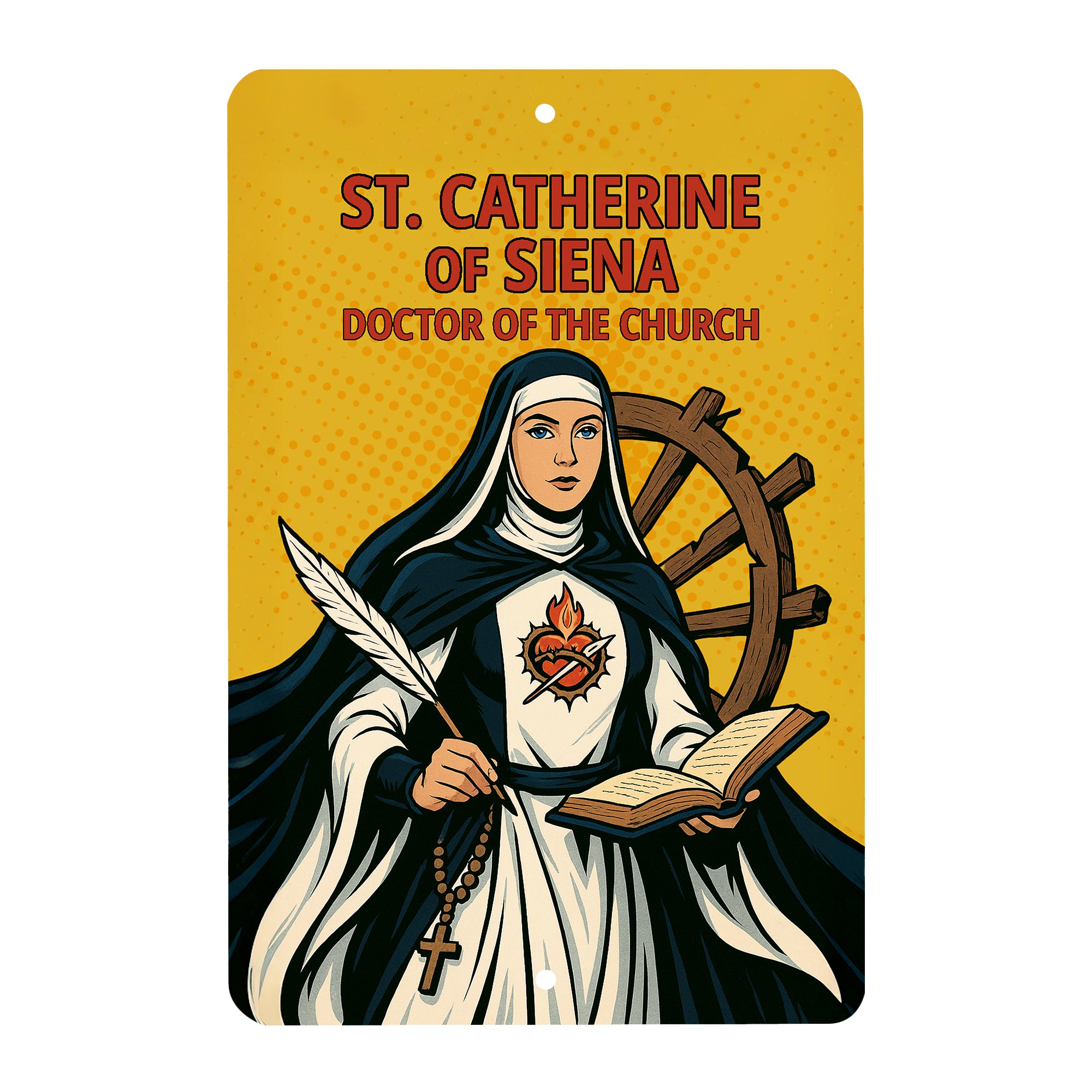 St. Catherine of Siena Superhero Tin Sign