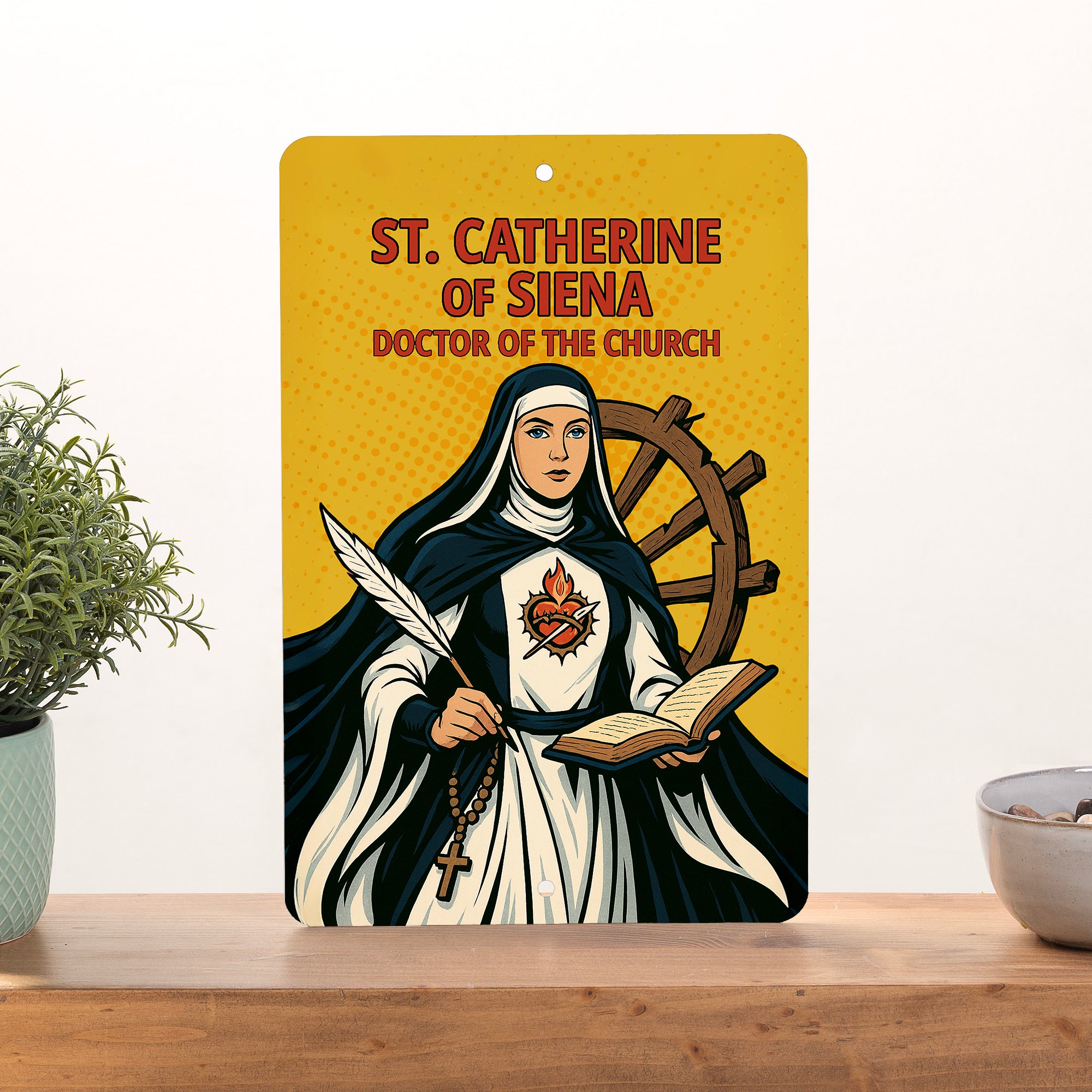 St. Catherine of Siena Superhero Tin Sign