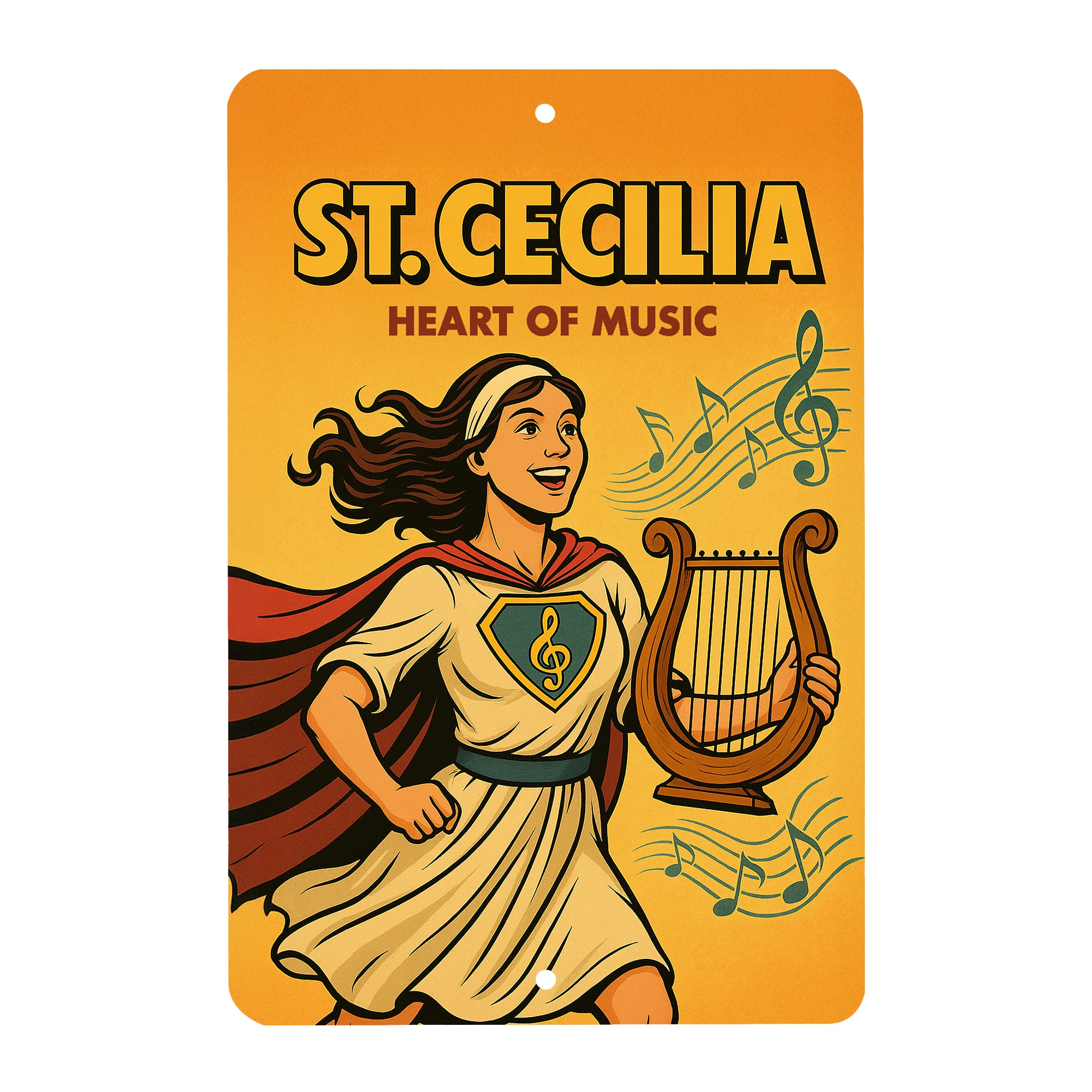 St. Cecilia Superhero Tin Sign