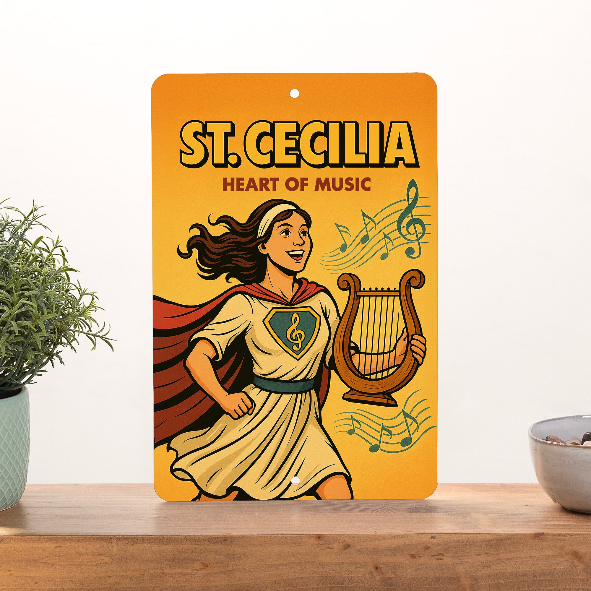 St. Cecilia Superhero Tin Sign