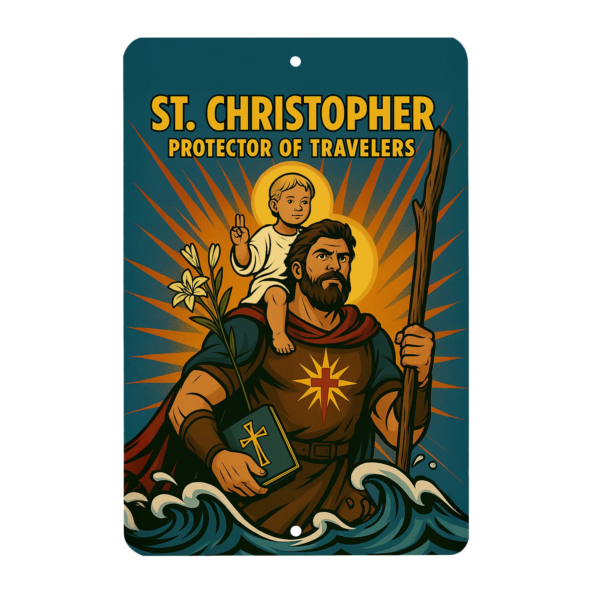 St. Christopher Superhero Tin Sign