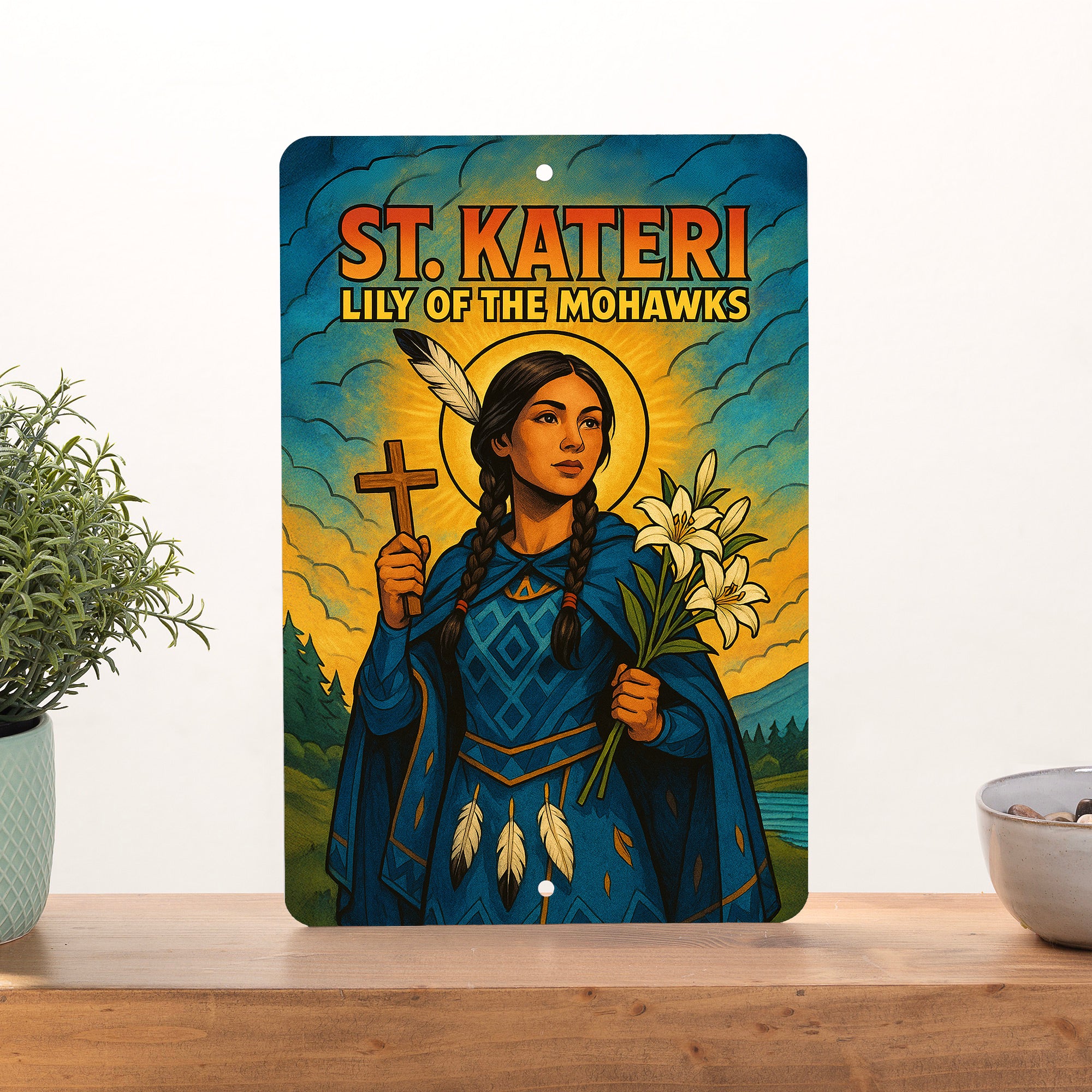 St. Kateri Superhero Tin Sign