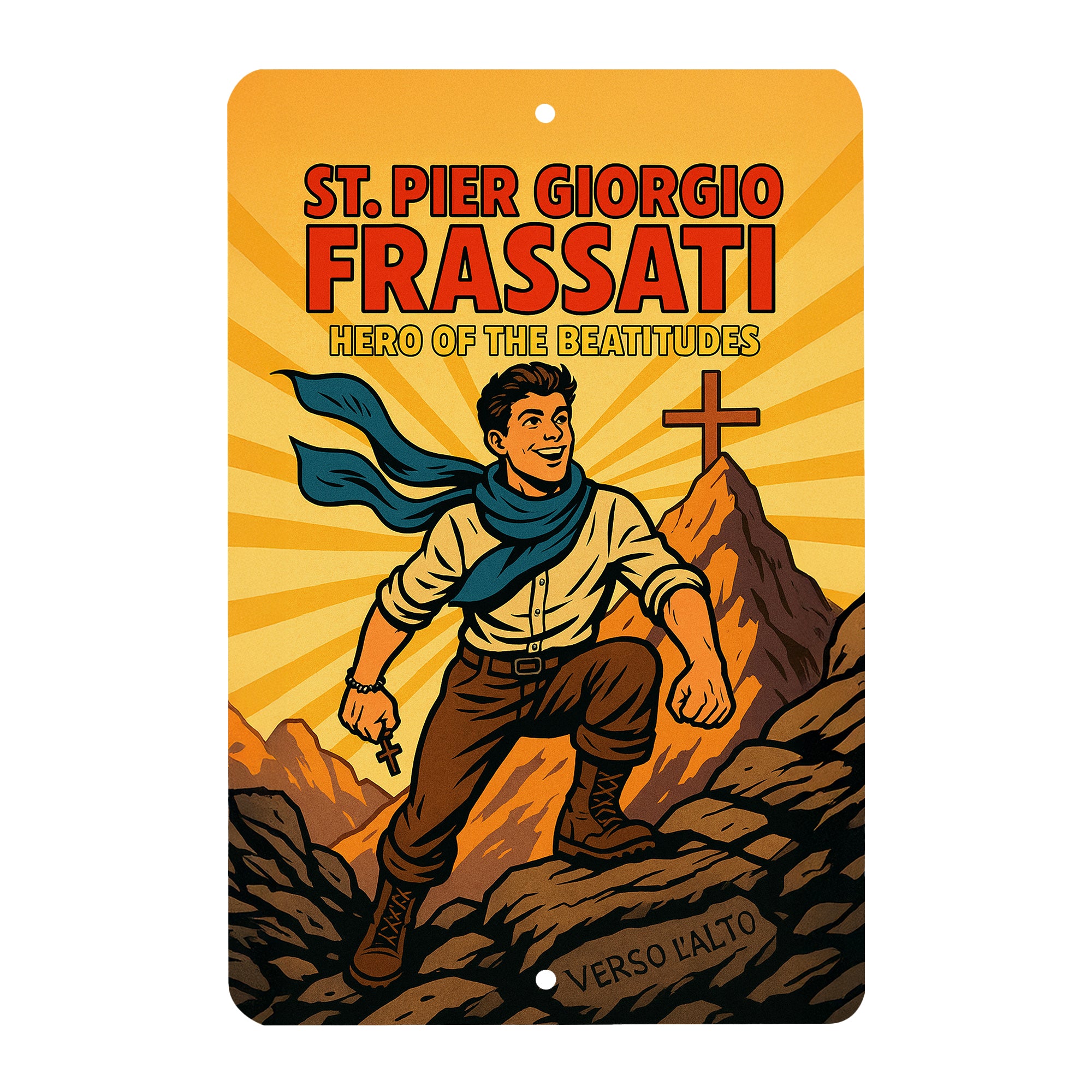 St. Pier Giorgio Frassati Superhero Tin Sign