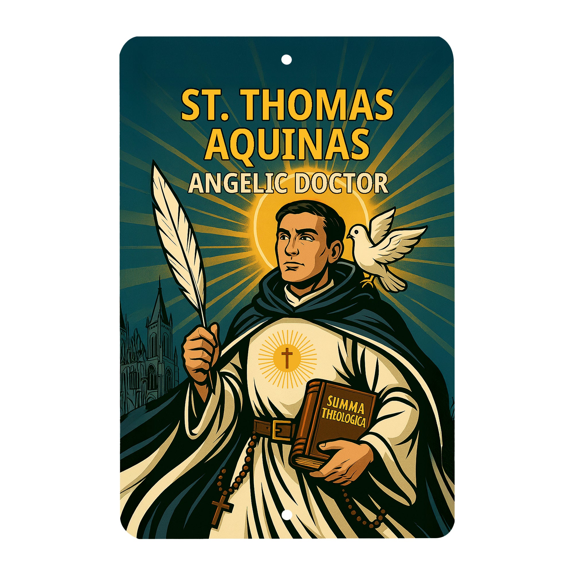 St. Thomas Aquinas Superhero Tin Sign