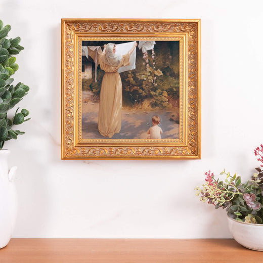 Image of the Polish Madonna artwork on a wall in a gold frame