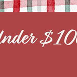 Red background with 'Under $100' text and plaid border