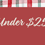 Red background with 'Under $25' text and plaid border