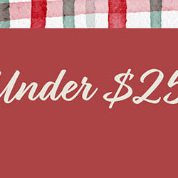 Red background with 'Under $25' text and plaid border