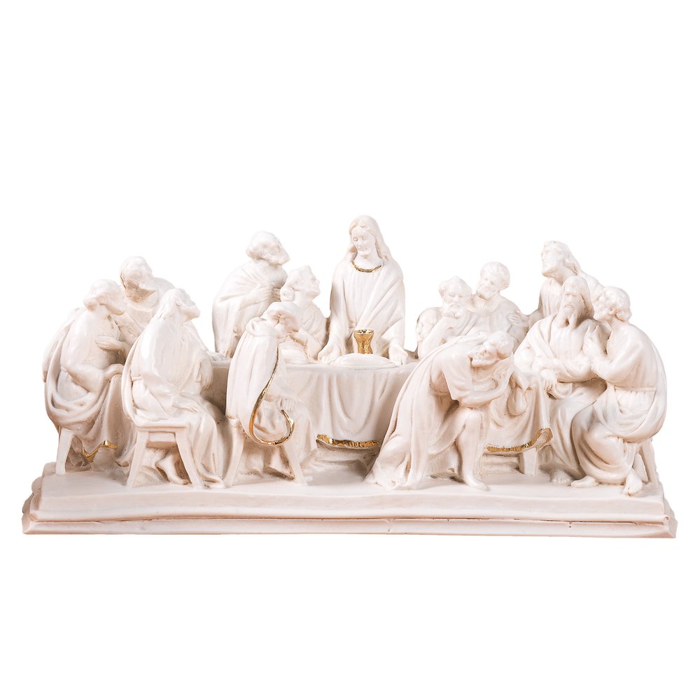 Ivory & Gold Last Supper Sculpture - 10.2"