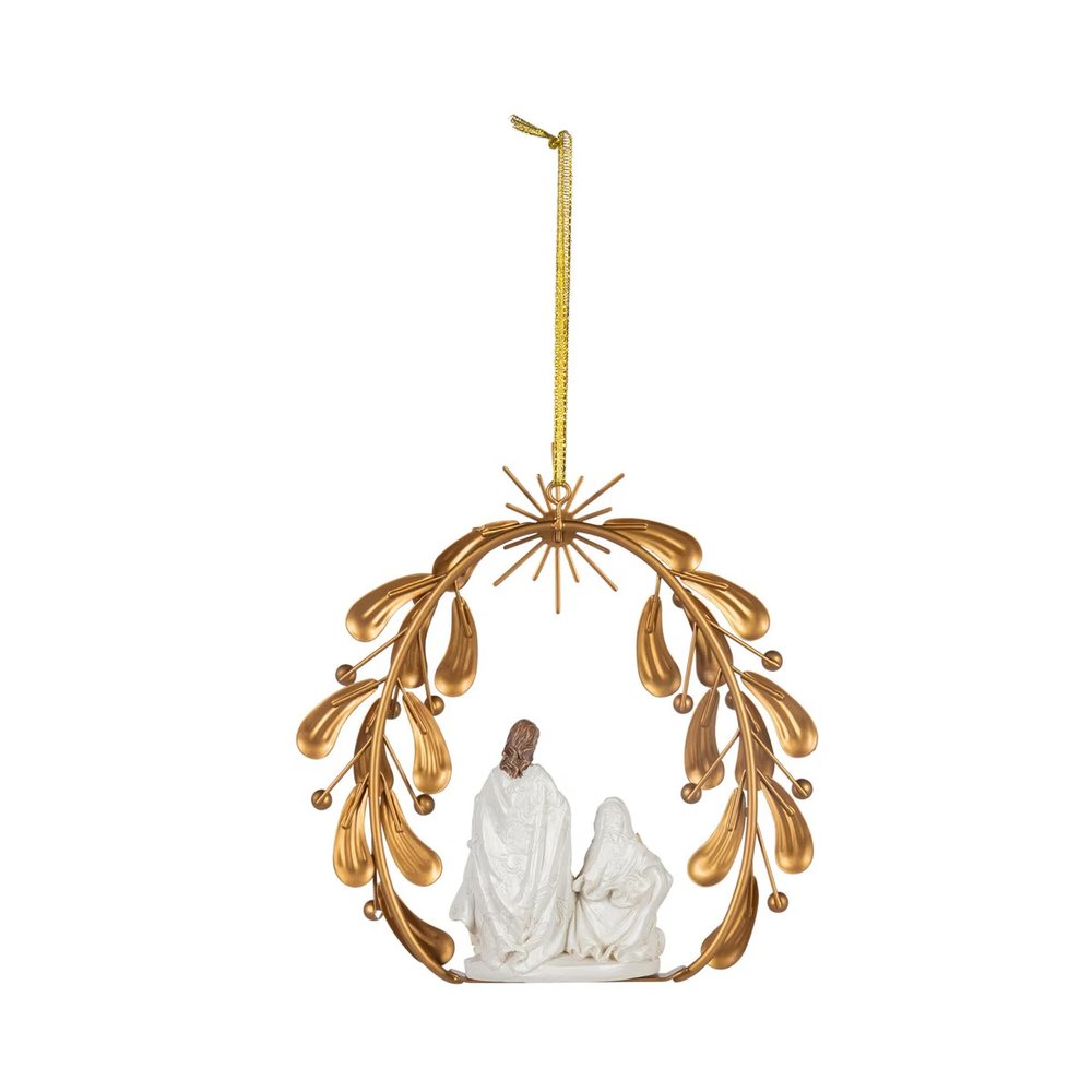 Gold Olive Branch Nativity Scene Ornament - 5.5"