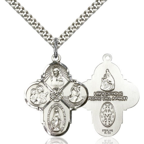 Sterling Silver 4-Way Pendant 1 18 X 7/8 Inch