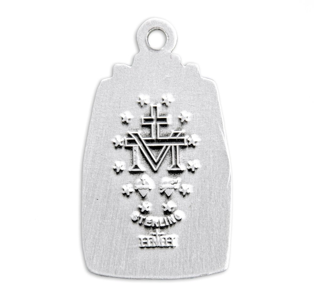 Sterling Silver Profile Miraculous Medal Necklace