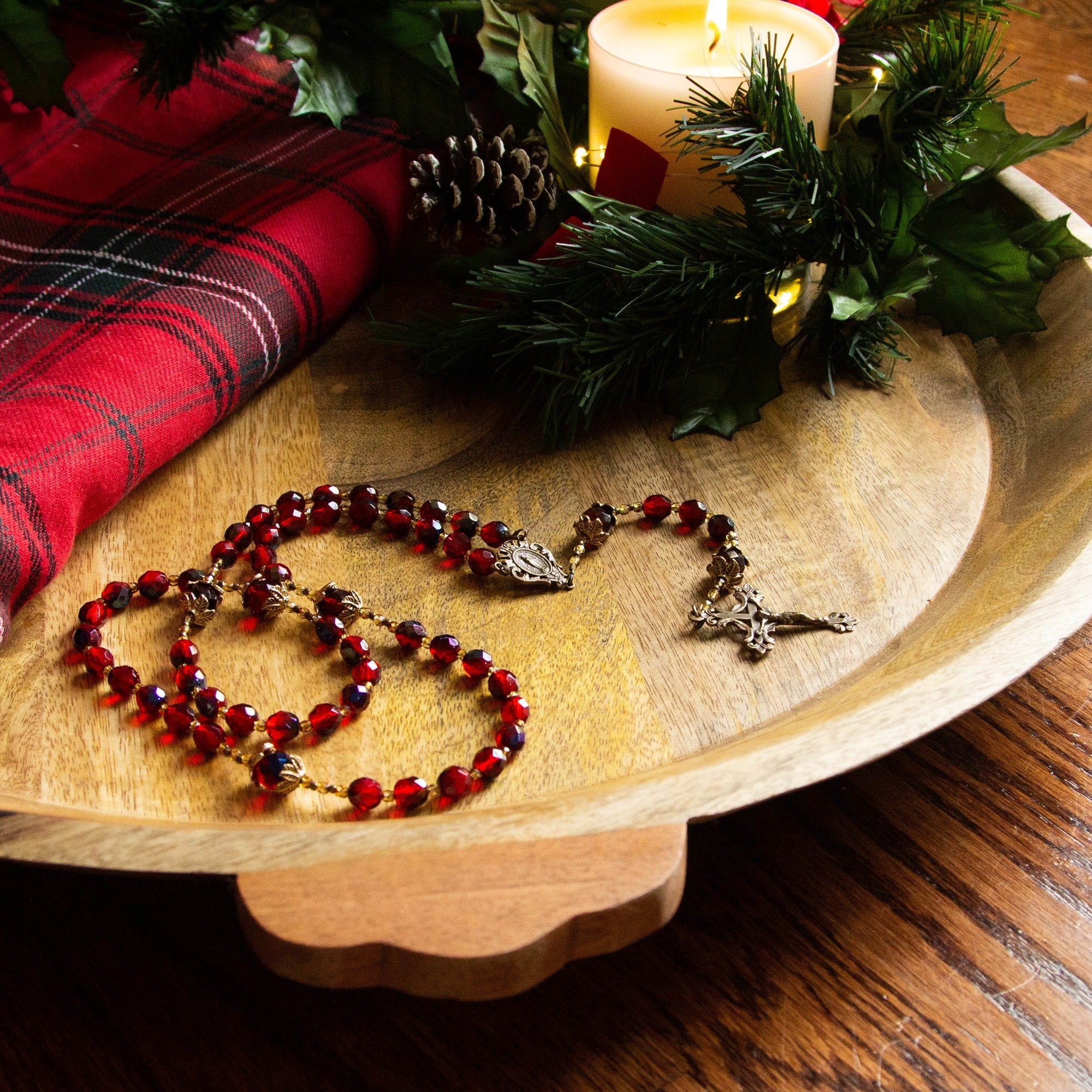 Joy To The World Red Christmas Rosary