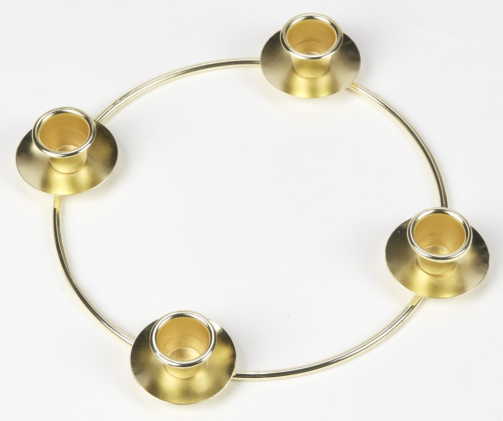 Gold Metal Advent Wreath  - 10.5" (D)