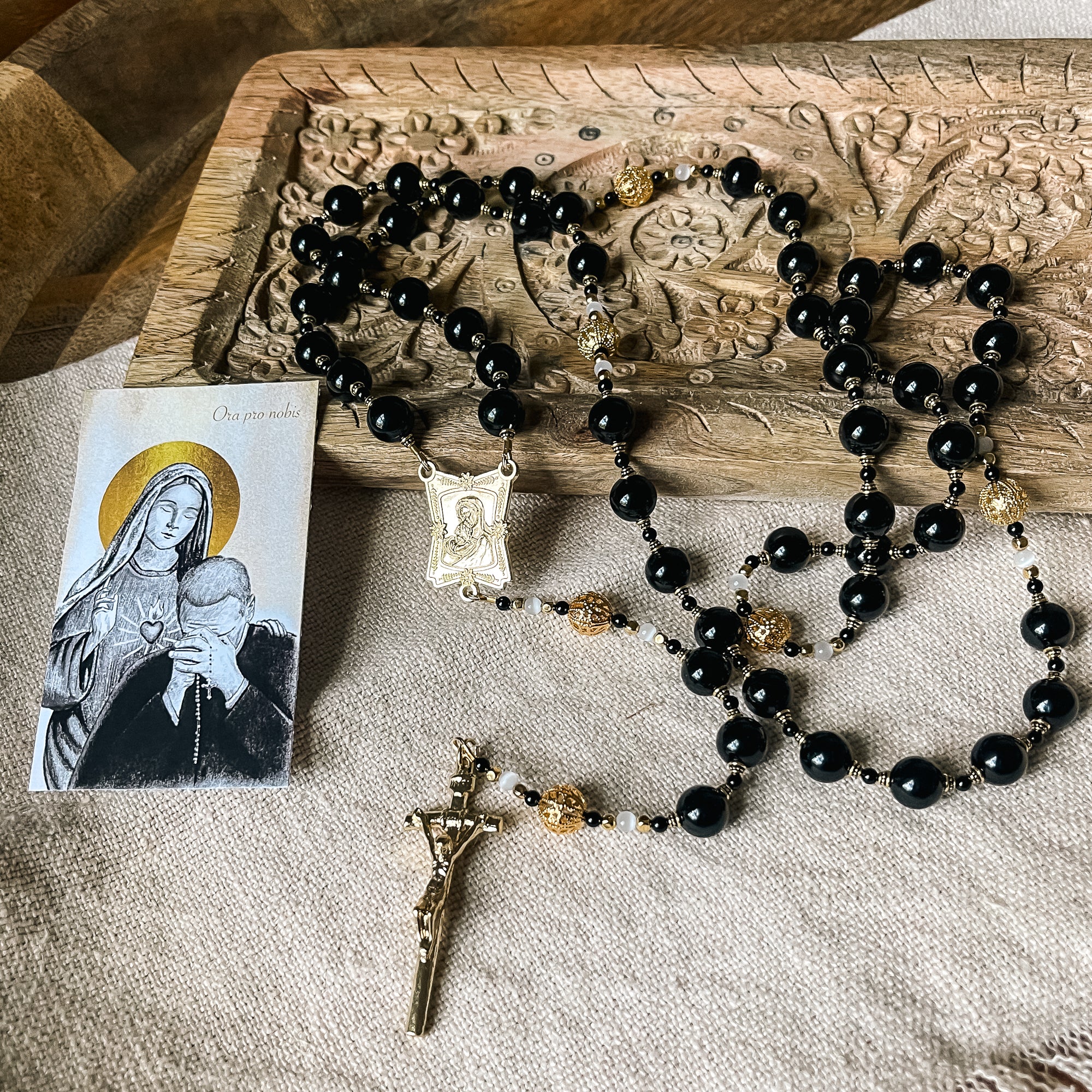 Onyx & Gold Rosary for Priests