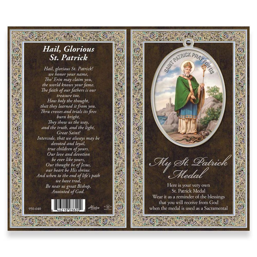 St. Patrick Pewter Medal Necklace & Prayer Card Pamphlet - 24"