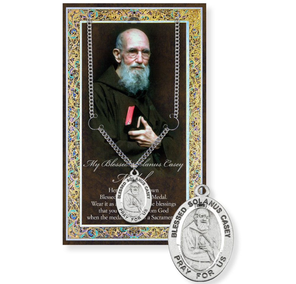 Bl. Solanus Casey Pewter Medal Necklace & Prayer Card Pamphlet - 24"