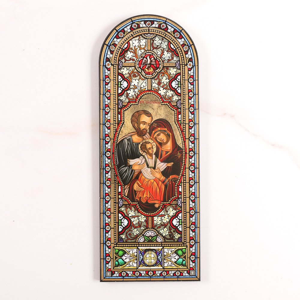 Cathedral Window Holy Family Icon Plaque