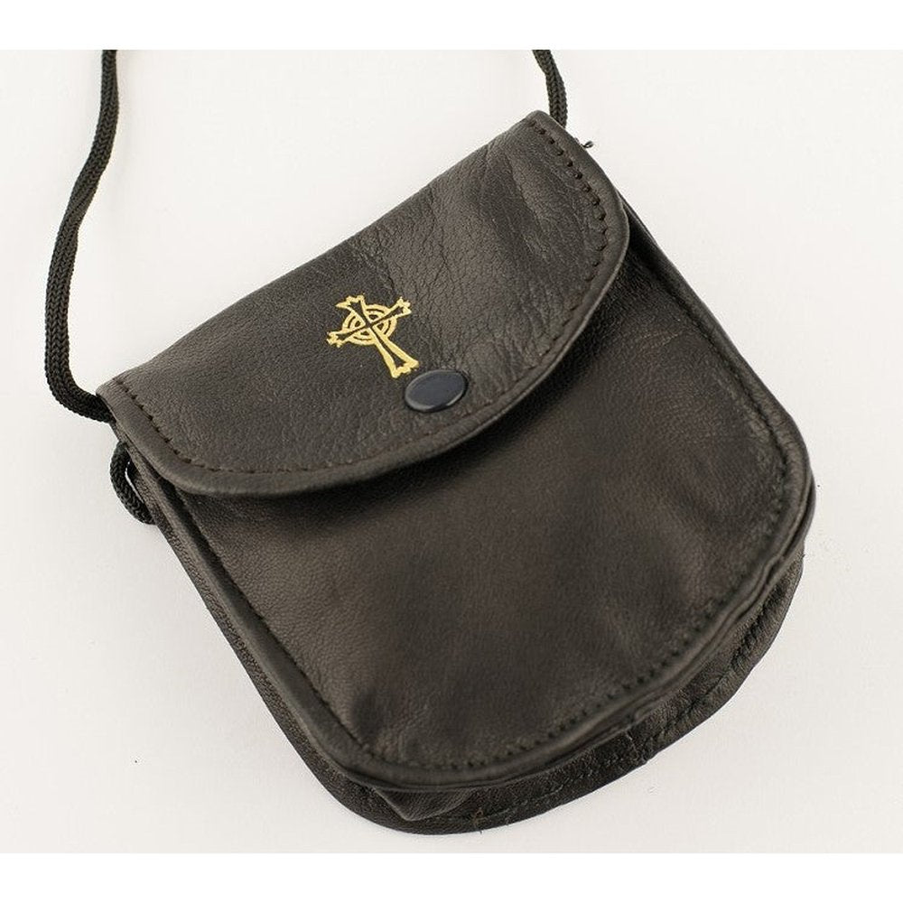 Small Black Sheepskin Leather Burse with Short Strap