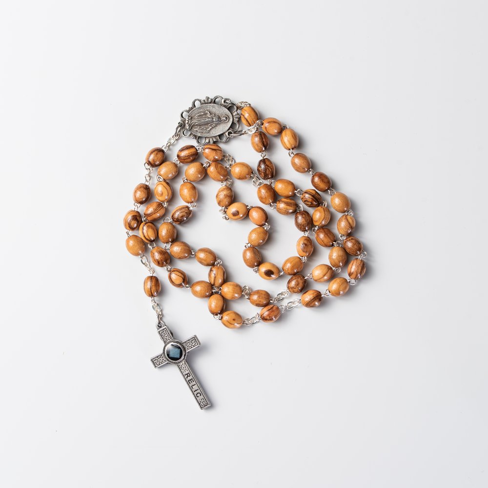 Olive Wood Rosary with Relic