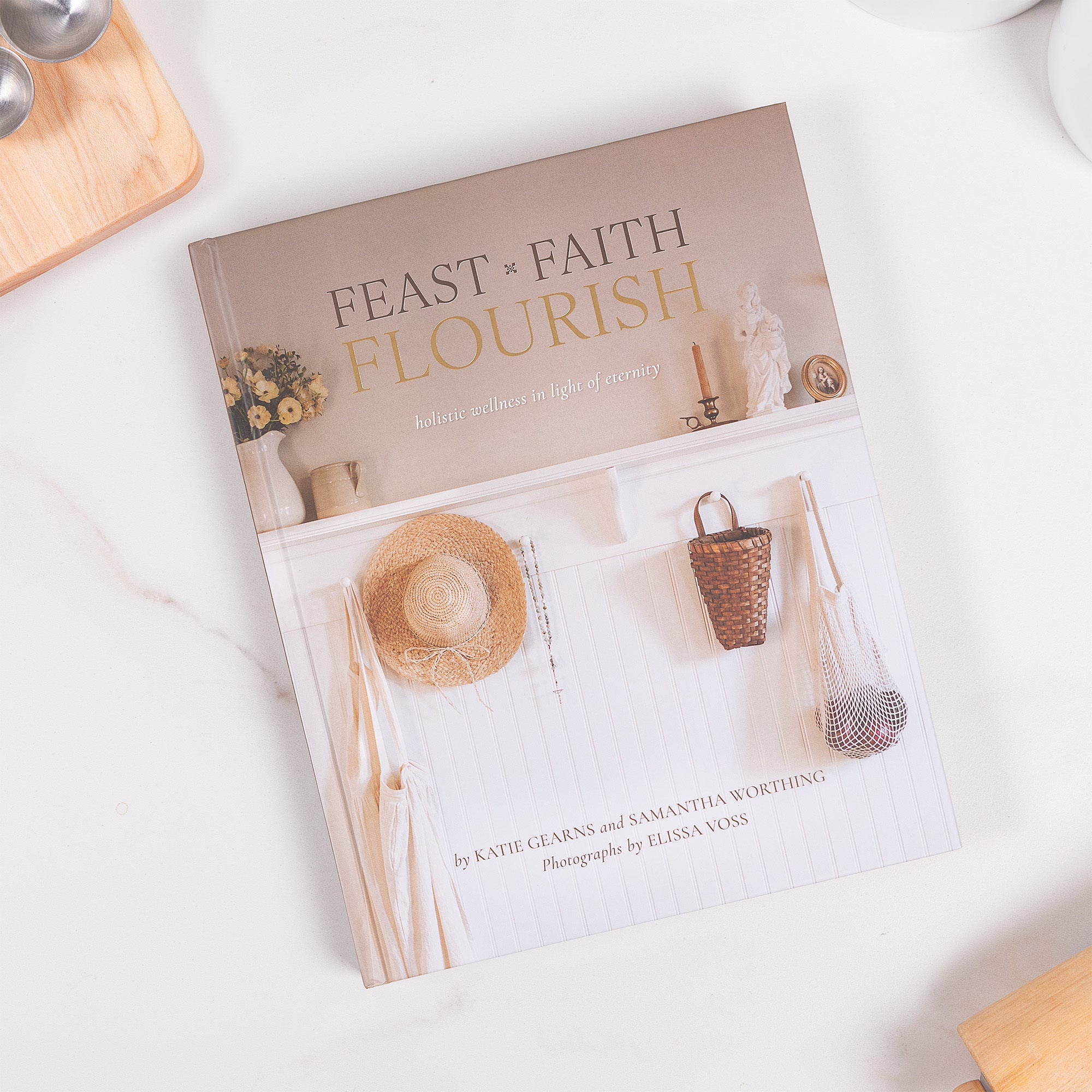 Feast, Faith, Flourish Book and Cutting Board Gift Set