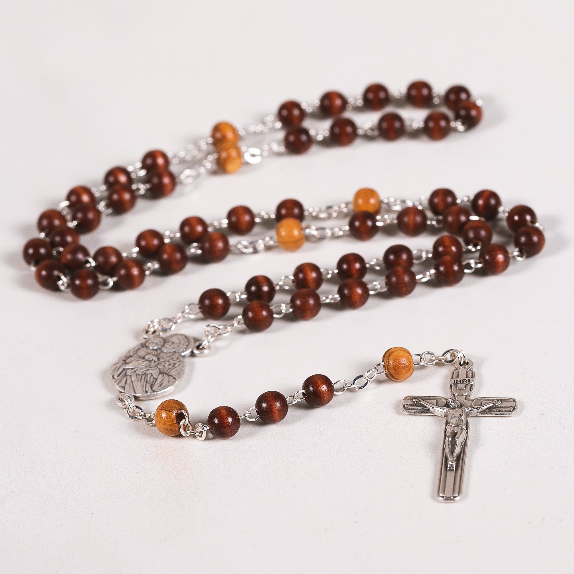 St. Joseph Two Tone Olive Wood Rosary | The Catholic Company®