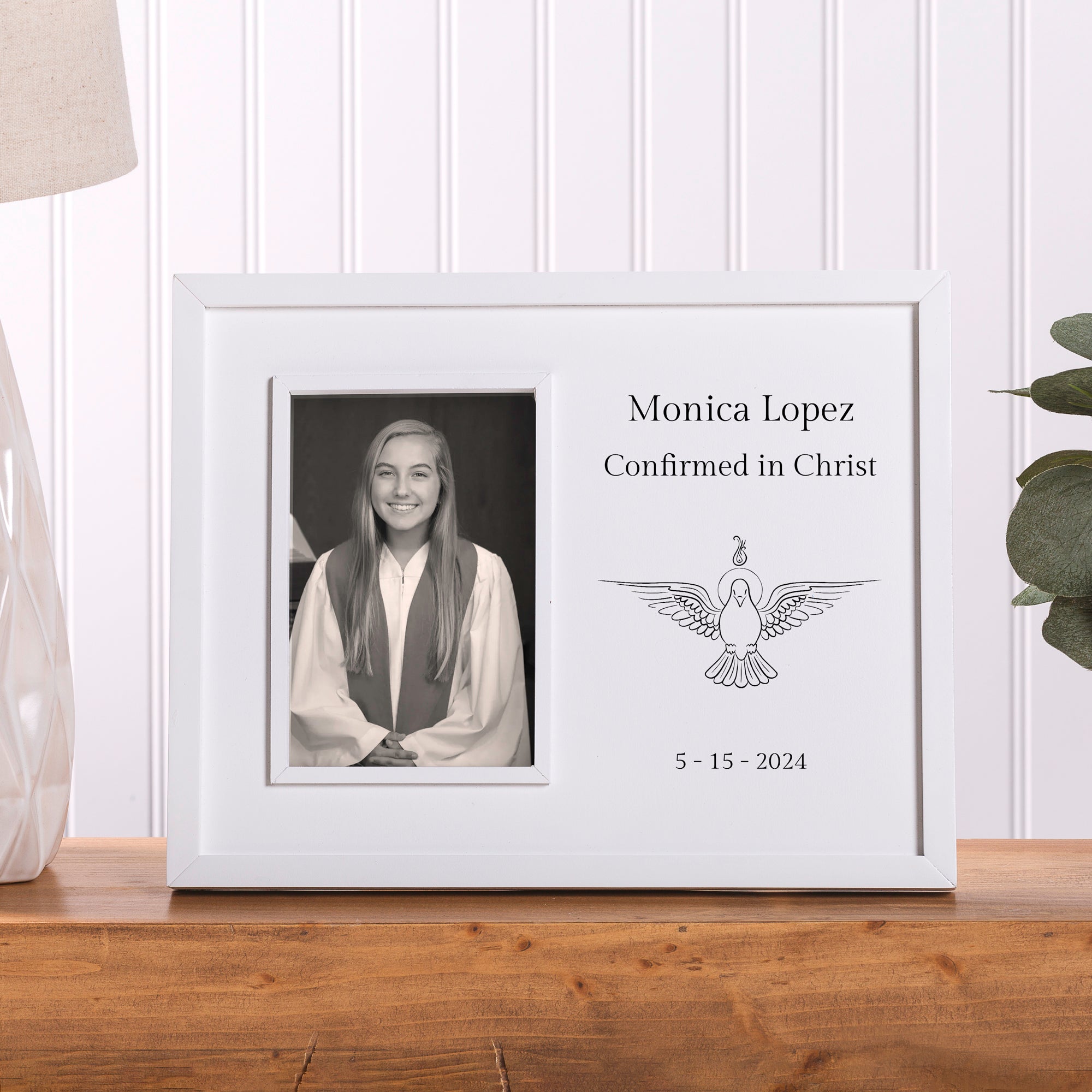 Personalized White Inset Confirmation Frame 9.5