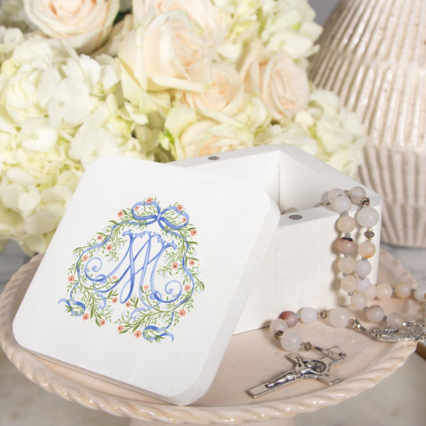Floral Auspice Maria Rosary Keepsake Box | The Catholic Company®