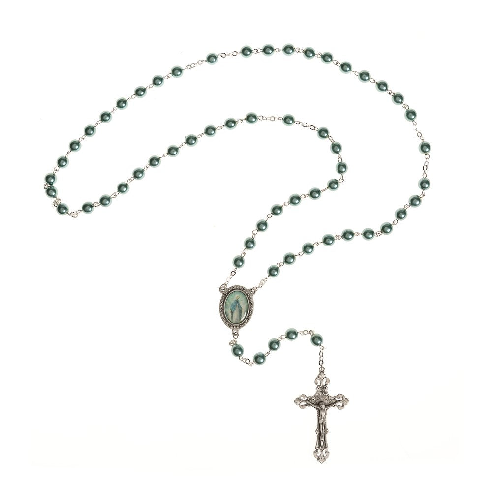 Teal Pearl Our Lady of Grace Rosary