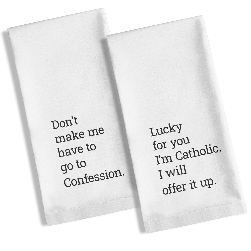 Catholic Humor Dish Towels - Set of 2