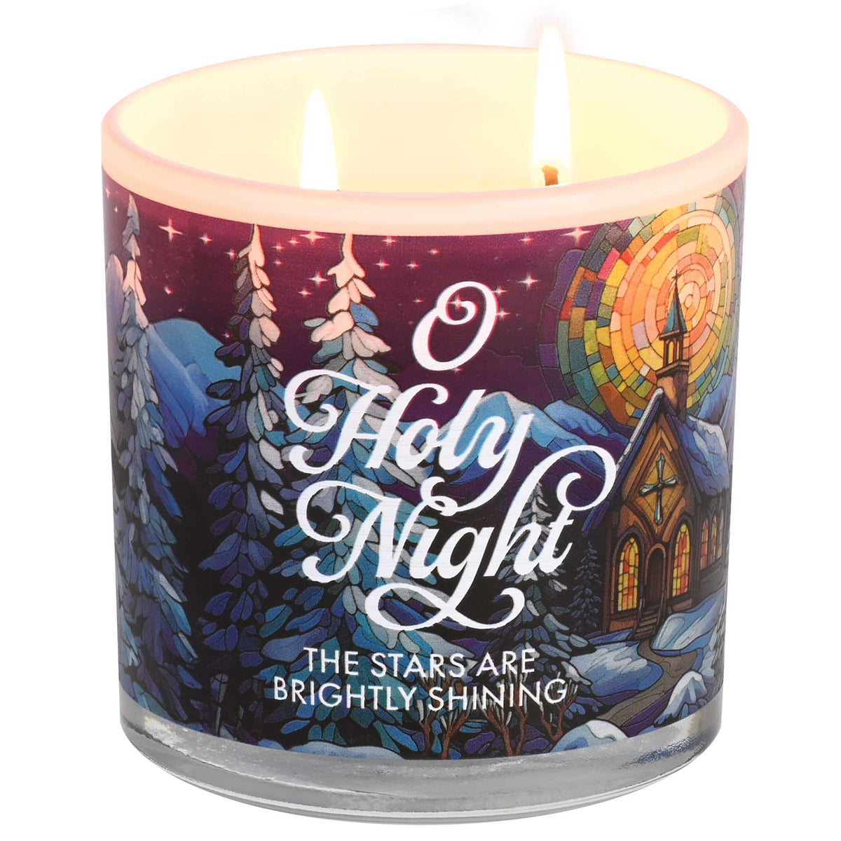 O Holy Night Ourdoor Church Scene Candle