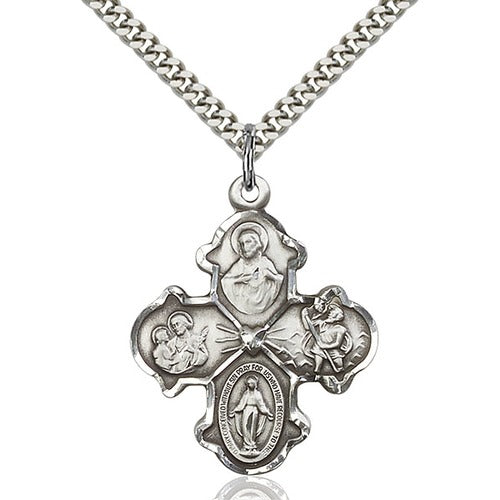 Sterling Silver 4-Way Pendant 1 1/4 X 1"