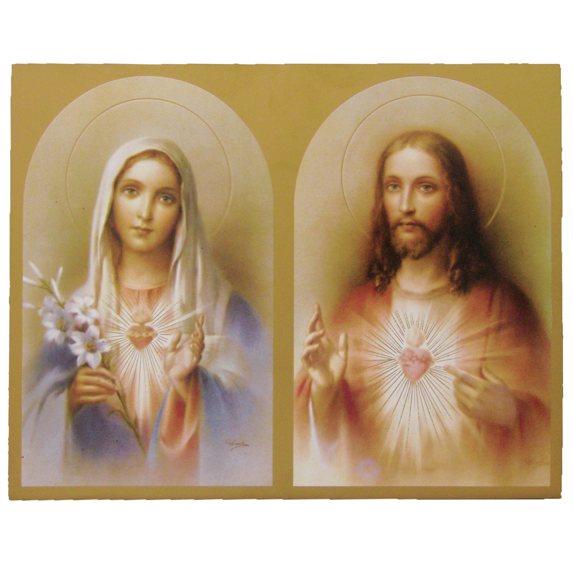 Sacred Heart Jesus/Imm Heart Of Mary Plaque 7.75''