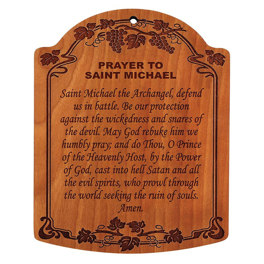 St. Michael Prayer Carved Wood Wall Plaque | The Catholic Company®