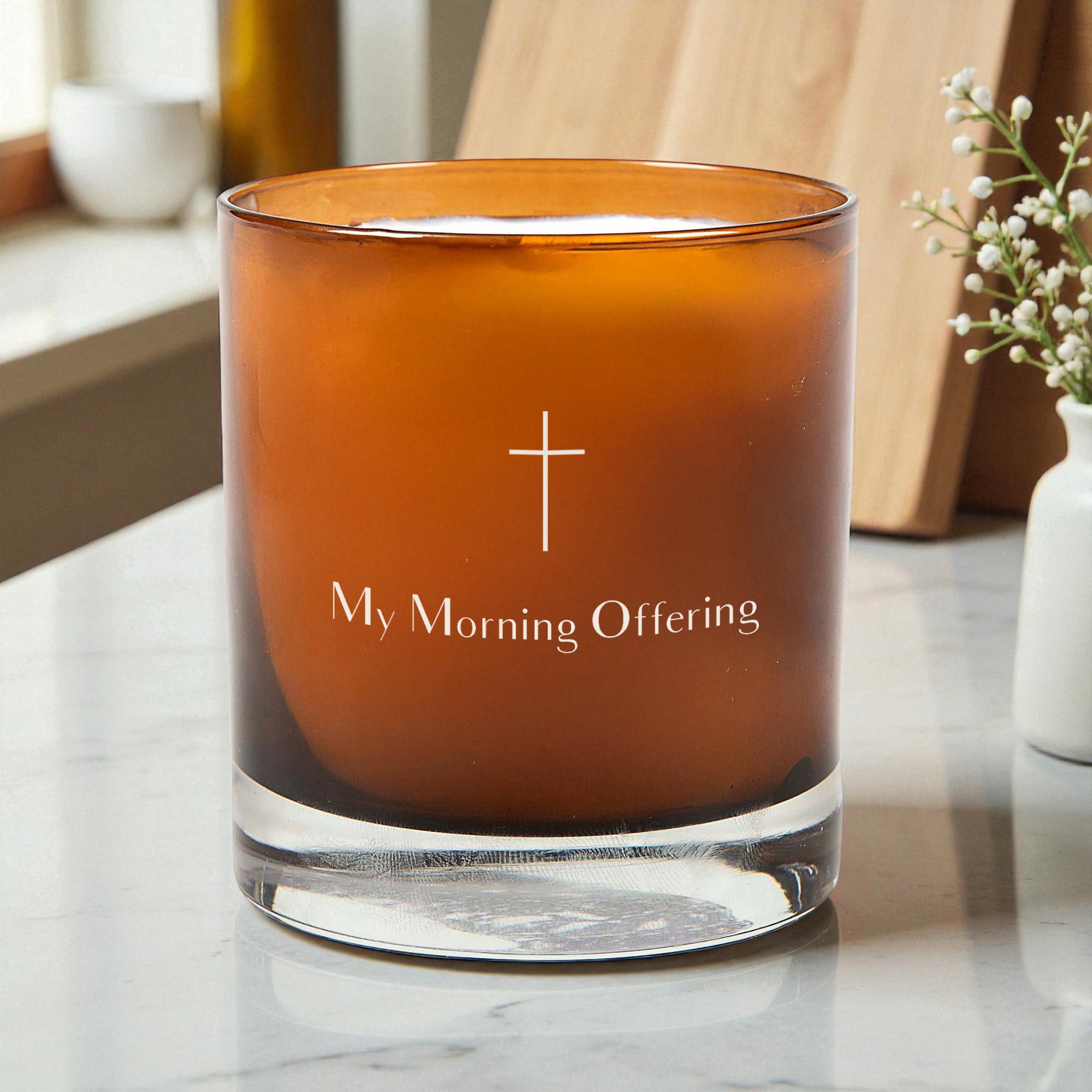 Amber Glass Morning Offering Candle