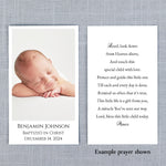 Personalized Photo Baptism Prayer Cards (Priced Per Card)