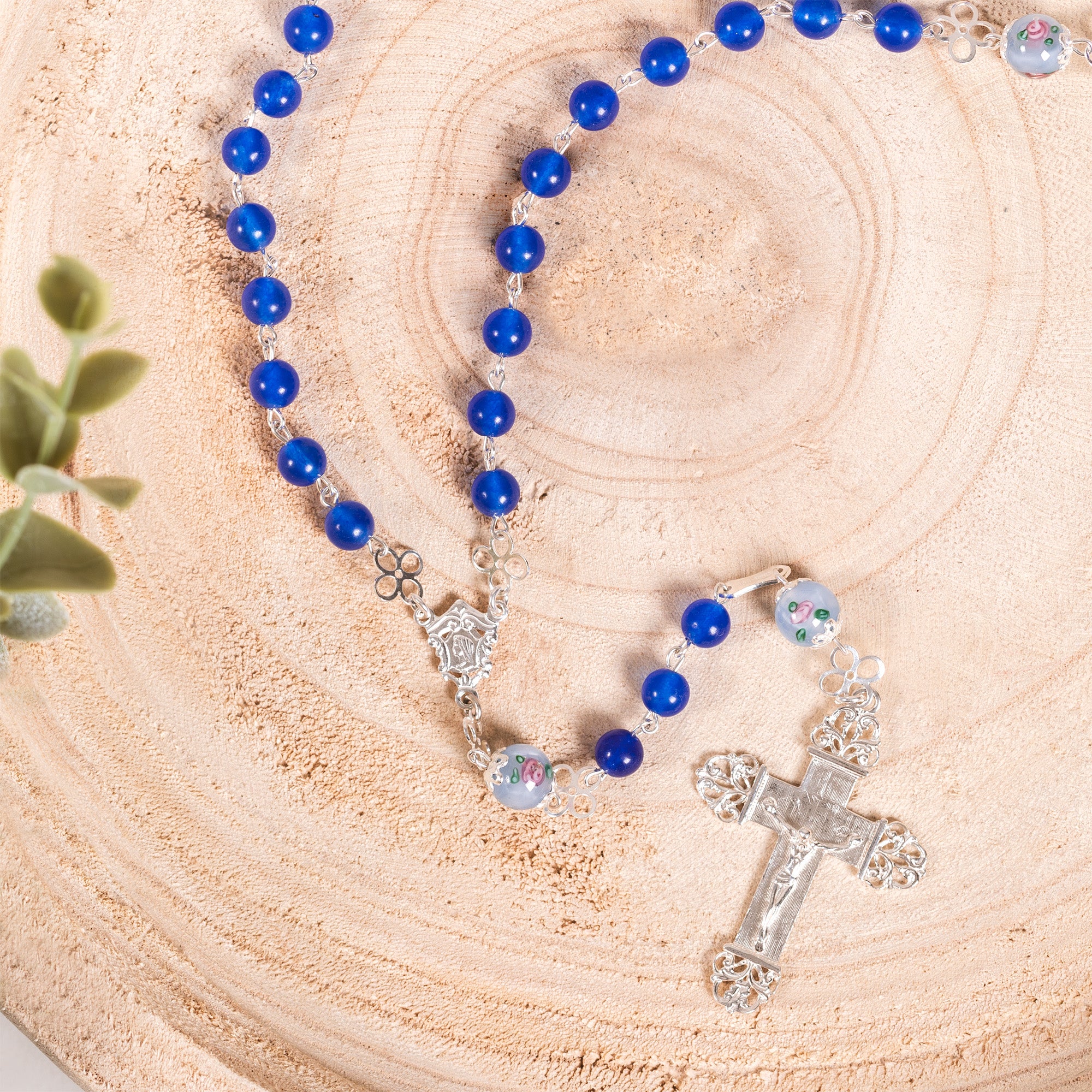 Italian Sterling Blue Agate Rosary