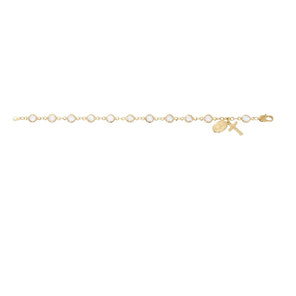 Gold Set Crystal Stone Rosary Bracelet