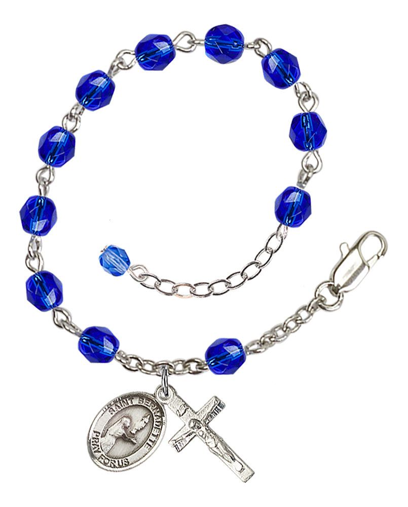 St. Bernadette Blue September Rosary Bracelet 6mm