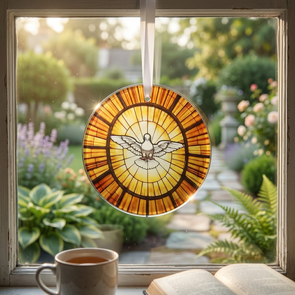 St. Peter's Basilica Dove Window Glass Suncatcher - 6"
