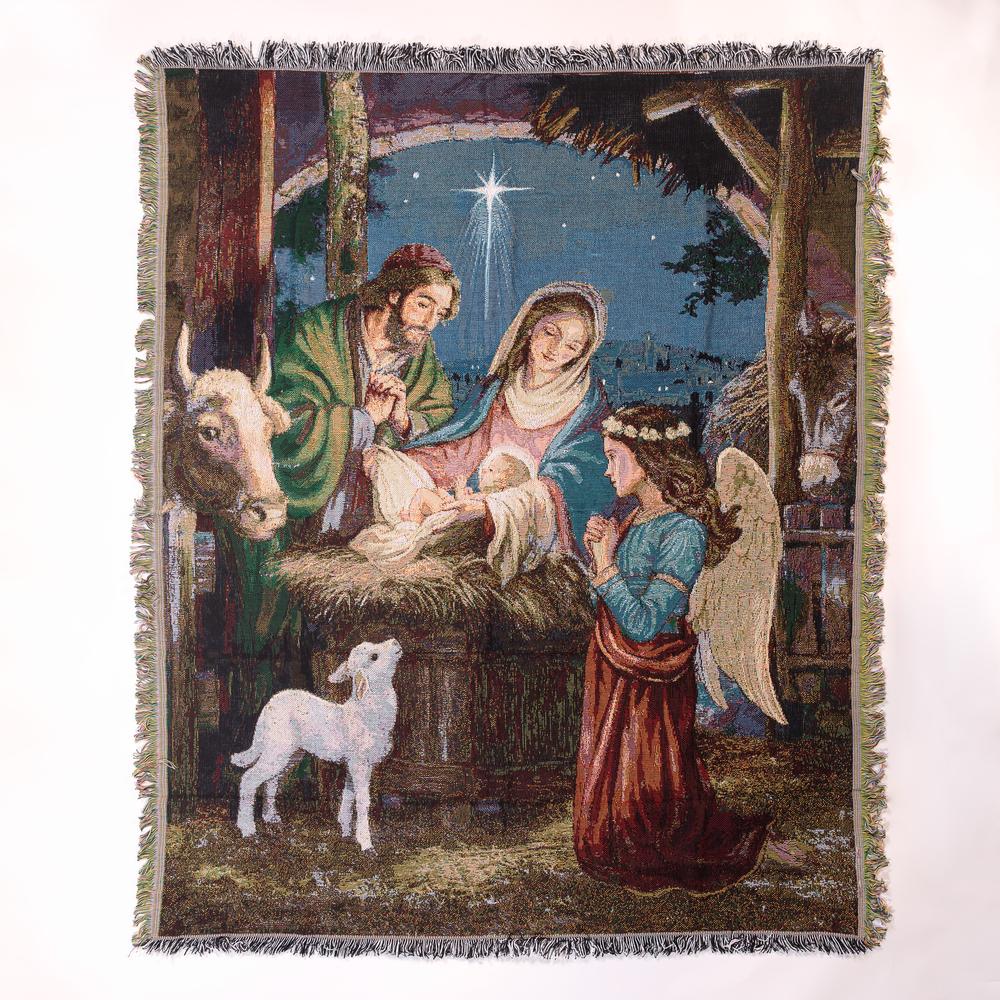 Holy Family Nativity Tapestry Throw Blanket