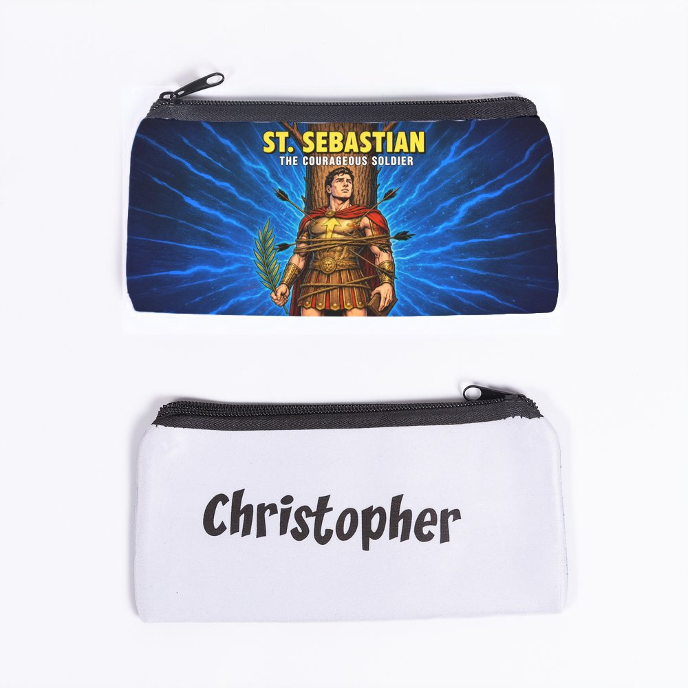 Personalized St. Sebastian Superhero Pencil Pouch