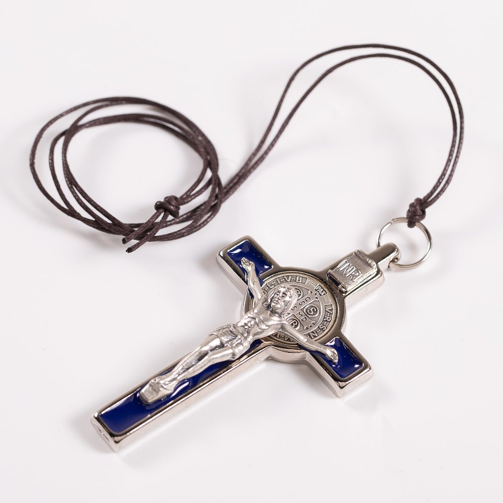 Blue St. Benedict Pectoral Crucifix, 3 inch