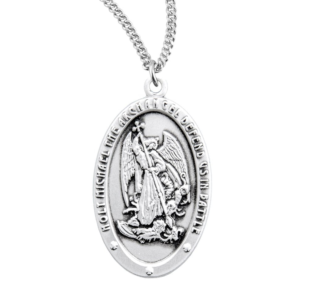 St. Michael Archangel Sterling Medal Necklace