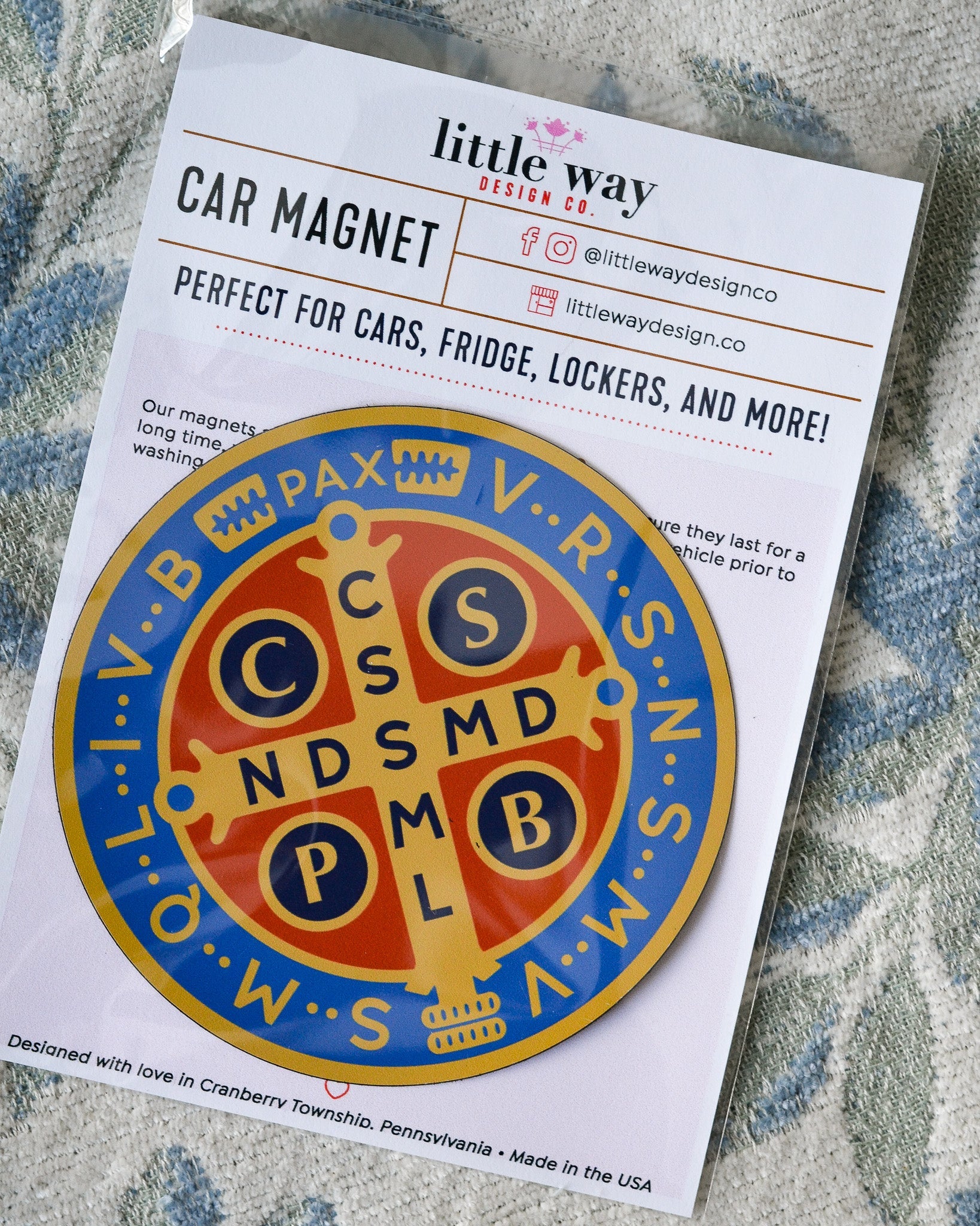 Brightly Colored St. Benedict Medal Car Magnet