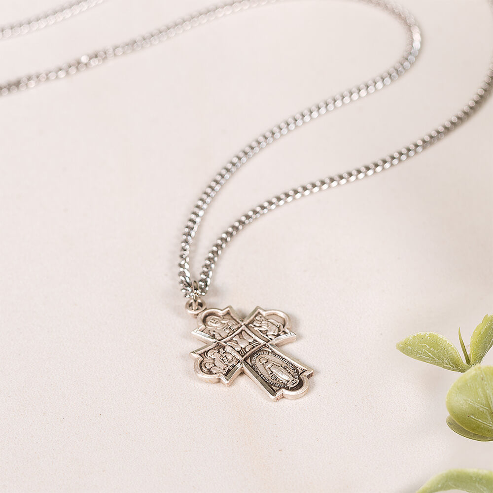 Sterling Silver Four-Way Medal on 18 inch chain
