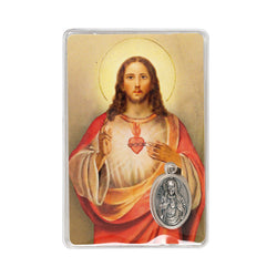 Sacred Heart Prayer Card & Medal Set