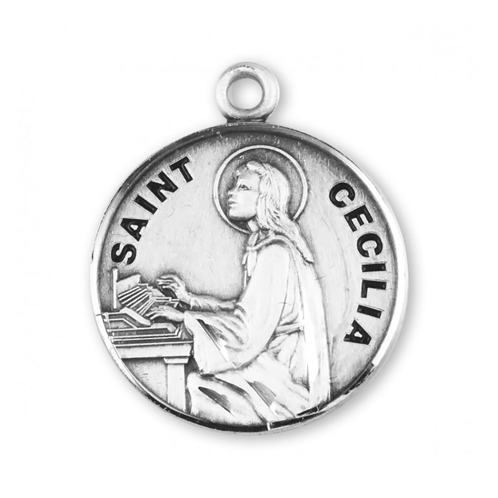 Petite Sterling Round St. Cecilia Medal Necklace