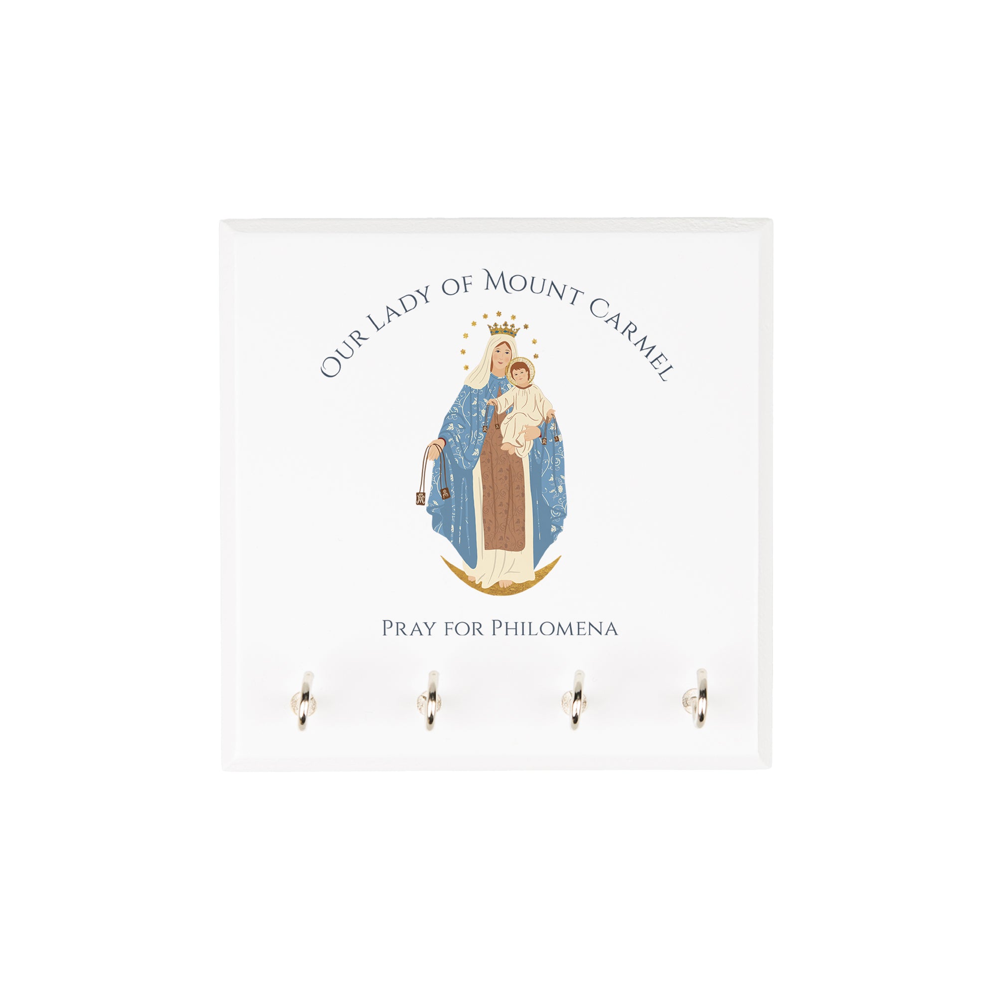 Personalized Our Lady of Mount Carmel Rosary Rack