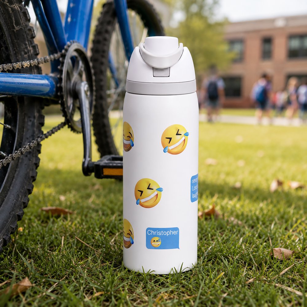 Personalized Padre Pio Laughter Emoji Water Bottle